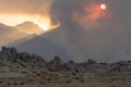 Wildfire starts in the Eastern Sierra Nevada mountains Royalty Free Stock Photo