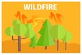 Wildfire Warning Ecology Themed Cartoon Poster
