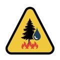 Wildfire warning sign. Forest fire vector. Caution danger symbol. Flame emergency element. Royalty Free Stock Photo