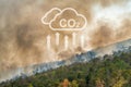 Wildfires release CO2 emissions and other greenhouse gases GHG that contribute to climate change Royalty Free Stock Photo