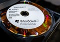 WILDFLECKEN, BAVARIA, GERMANY - JANUARY 11, 2020 An original Microsoft Windows 7 DVD in a DVD drive