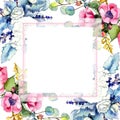 Wildflower bouquet frame in a watercolor style.