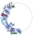 Wildflower cherry flower frame in a watercolor style isolated.