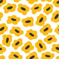 Wildflower cute seamless pattern. Yellow spring bold flower background. Abstract bold floral summer print.
