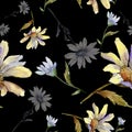 Wildflower daisy. Seamless background pattern. Fabric wallpaper print texture.