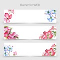 Wildflower dogwood promo sale banner template in a watercolor style isolated.