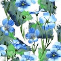 Wildflower flax pattern in a watercolor style.