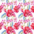 Wildflower flower pattern in a watercolor style isolated.