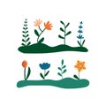 Wildflower flowergarden in cartoon style. Spring and gardening concept. Vector stock illustration