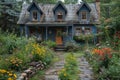 Wildflower Garden and Rustic Charm of Quaint Cottage