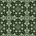 Wildflower green flower damask seamless pattern. Geometric antique floral for vintage decorative wallpaper. Cottagecore Royalty Free Stock Photo