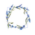 Wildflower lavender flower wreath in a watercolor style. Royalty Free Stock Photo