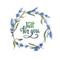 Wildflower lavender flower wreath in a watercolor style. Royalty Free Stock Photo