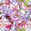 Wildflower magnolia flower pattern in a watercolor style. Royalty Free Stock Photo