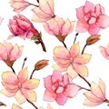 Wildflower magnolia flower pattern in a watercolor style. Royalty Free Stock Photo