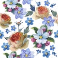 Wildflower myosotis flower pattern in a watercolor style isolate