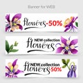 Wildflower orhid promo sale banner template in a watercolor style isolated