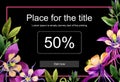 Wildflower orhid promo sale banner template in a watercolor style isolated