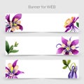 Wildflower orhid promo sale banner template in a watercolor style isolated