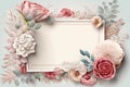 Wildflower rose flower floral frame red rose,hulthemia, rosa. Aquarelle wild flower for background, texture, wrapper pattern,