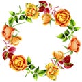Wildflower rose flower wreath in a watercolor style.