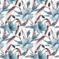 Wildflower spica pattern in a watercolor style. Royalty Free Stock Photo