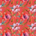 Wildflower spica pattern in a watercolor style. Royalty Free Stock Photo