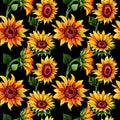 Wildflower Sunflower Flower Pattern In A Watercolor Style.