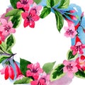 Wildflower weigela flower frame in a watercolor style.