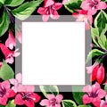 Wildflower weigela flower frame in a watercolor style.