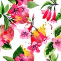 Wildflower weigela flower pattern in a watercolor style.