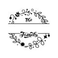 Wildflower wreath and the Family lettering. Vector stock illustration for poster