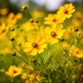 Wildflower - Yellow Happy Faces - Wild Coreopsis lanceolata in Necedah Wildlife Refuge Wisconsin USA Royalty Free Stock Photo