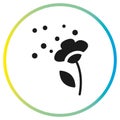 wildflowers blooming icon, pollen allergy, allergic reaction, flat symbol