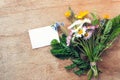 Wildflowers bouquet with card for text Royalty Free Stock Photo