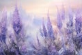 wildflowers, bouquet lavender grows in the fog generated by AI, generative assistant