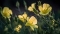 Wildflowers Evening Primrose Background Flowers Plant. Generative AI