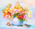 Wildflowers in vase, oil painting Royalty Free Stock Photo