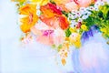 Wildflowers in vase, oil painting Royalty Free Stock Photo