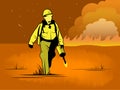 Wildland firefighter vector illustration