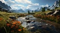 Wildlands is coming out in a stream and a field. In a valley. Golden Autumn Meadow Royalty Free Stock Photo