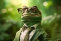 wildlife animal glasses close-up scale iguana green portrait lizard reptile. Generative AI. Royalty Free Stock Photo