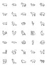 Wildlife animals line icons set