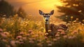 wildlife deer eating flowers Royalty Free Stock Photo