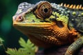 Wildlife detail Reptile close up on tree branch, stunning background