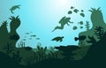 Wildlife Diver Fish Sea Ocean Underwater Aquatic Flat Illustration