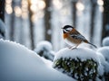 Wildlife Elegance of a robin : Bokeh Dreams in Winter\'s Embrace