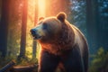 Wildlife predator forest bear nature dangerous wild mammal Generative AI