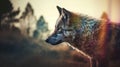Wildlife in Harmony: A Colorful Double Exposure Illustration. Perfect for Nature-Themed Invitations and Posters.