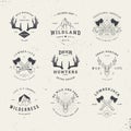 Wildlife hunters logo set Royalty Free Stock Photo
